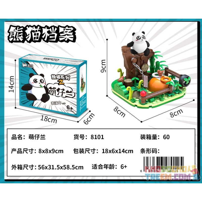 WELLEADZ 8101 non  LƯU TRỮ GẤU TRÚC MENGZILAN bộ đồ chơi xếp lắp ráp ghép mô hình