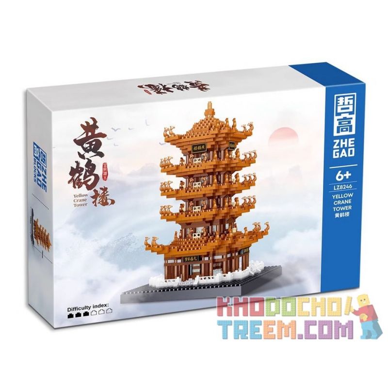 ZHEGAO LZ8246 8246 non Lego THÁP HẠC VÀNG bộ đồ chơi xếp lắp ráp ghép mô hình Creator YELLOW CRANE TOWER Sáng Tạo