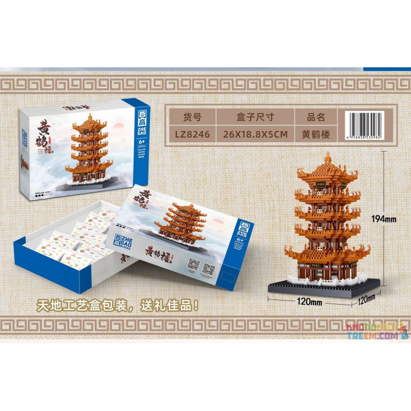 ZHEGAO LZ8246 8246 non  THÁP HẠC VÀNG bộ đồ chơi xếp lắp ráp ghép mô hình Creator YELLOW CRANE TOWER Sáng Tạo