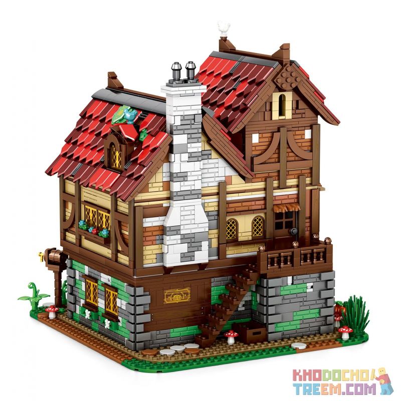 REOBRIX 66018 non  QUÁN RƯỢU THỜI TRUNG CỔ bộ đồ chơi xếp lắp ráp ghép mô hình Medieval Castle MEDIEVAL BISTRO "VILLAGE IN" EUROPEAN CENTURY Chiến Tranh Trung Cổ 2831 khối