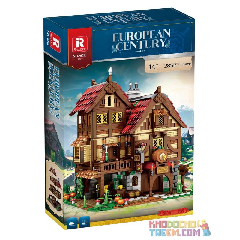 REOBRIX 66018 non  QUÁN RƯỢU THỜI TRUNG CỔ bộ đồ chơi xếp lắp ráp ghép mô hình Medieval Castle MEDIEVAL BISTRO "VILLAGE IN" EUROPEAN CENTURY Chiến Tranh Trung Cổ 2831 khối