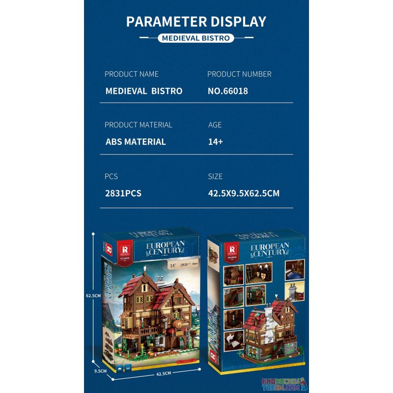 REOBRIX 66018 non  QUÁN RƯỢU THỜI TRUNG CỔ bộ đồ chơi xếp lắp ráp ghép mô hình Medieval Castle MEDIEVAL BISTRO "VILLAGE IN" EUROPEAN CENTURY Chiến Tranh Trung Cổ 2831 khối