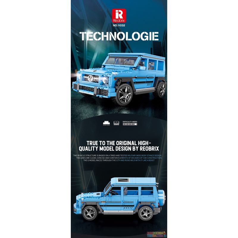 REOBRIX 11032 non  XE ĐỊA HÌNH BIG tỷ lệ 1:12 bộ đồ chơi xếp lắp ráp ghép mô hình Creator G CLASS "THE BEAST" Sáng Tạo 1204 khối