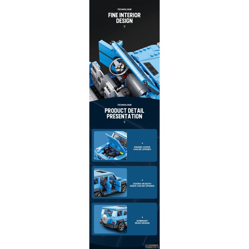 REOBRIX 11032 non  XE ĐỊA HÌNH BIG tỷ lệ 1:12 bộ đồ chơi xếp lắp ráp ghép mô hình Creator G CLASS "THE BEAST" Sáng Tạo 1204 khối