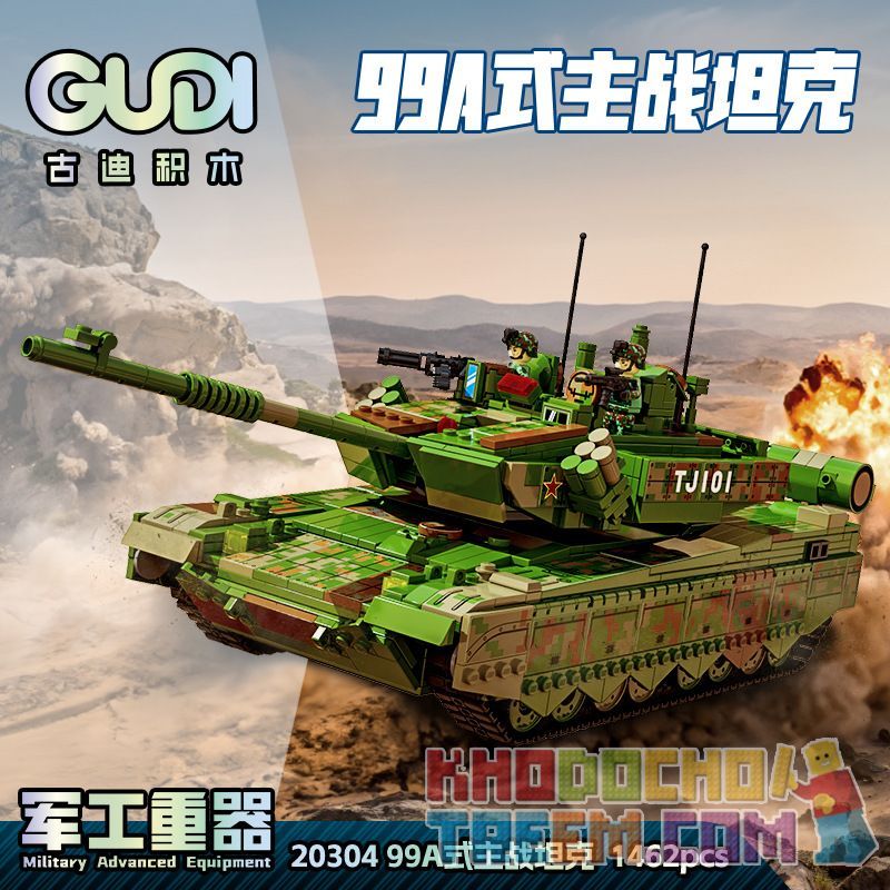 GUDI 20304 non  VŨ KHÍ QUÂN SỰ HẠNG NẶNG XE TĂNG CHIẾN ĐẤU CHỦ LỰC TYPE 99A bộ đồ chơi xếp lắp ráp ghép mô hình Military Army Quân Sự Bộ Đội 1462 khối
