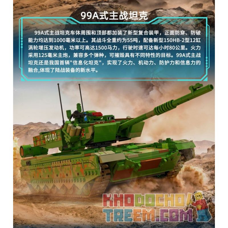 GUDI 20304 non  VŨ KHÍ QUÂN SỰ HẠNG NẶNG XE TĂNG CHIẾN ĐẤU CHỦ LỰC TYPE 99A bộ đồ chơi xếp lắp ráp ghép mô hình Military Army Quân Sự Bộ Đội 1462 khối