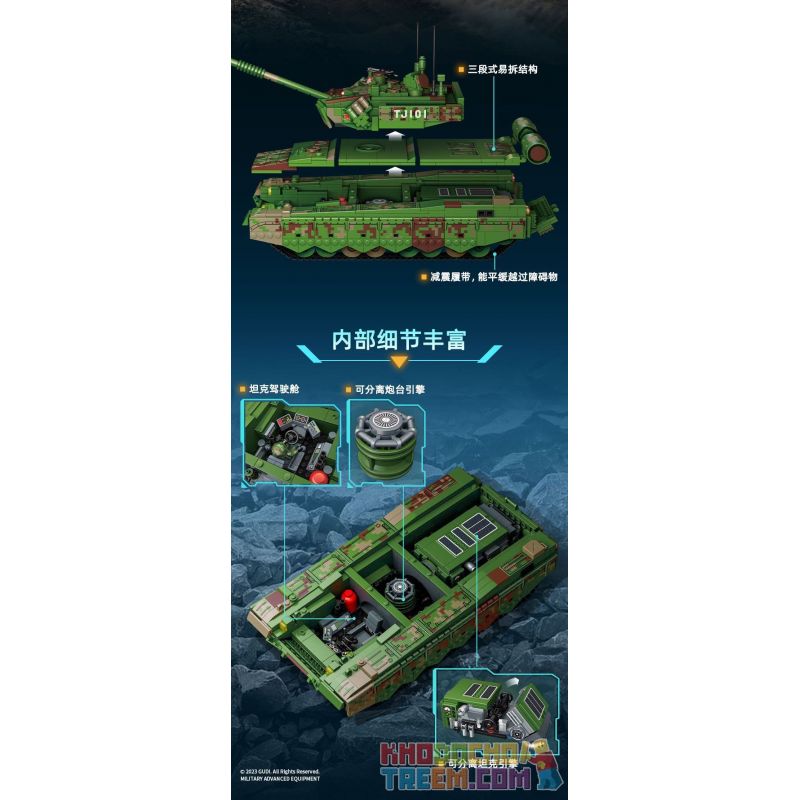 GUDI 20304 non  VŨ KHÍ QUÂN SỰ HẠNG NẶNG XE TĂNG CHIẾN ĐẤU CHỦ LỰC TYPE 99A bộ đồ chơi xếp lắp ráp ghép mô hình Military Army Quân Sự Bộ Đội 1462 khối