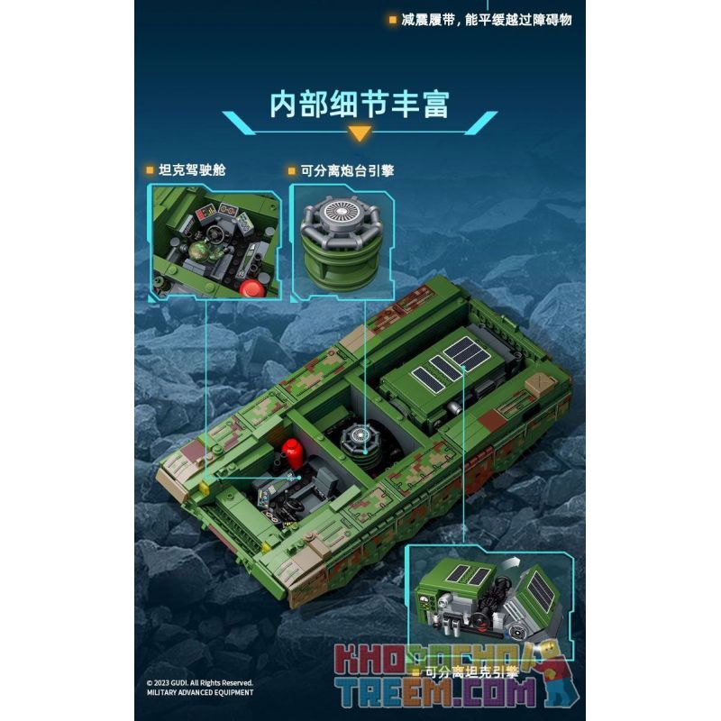 GUDI 20304 non  VŨ KHÍ QUÂN SỰ HẠNG NẶNG XE TĂNG CHIẾN ĐẤU CHỦ LỰC TYPE 99A bộ đồ chơi xếp lắp ráp ghép mô hình Military Army Quân Sự Bộ Đội 1462 khối