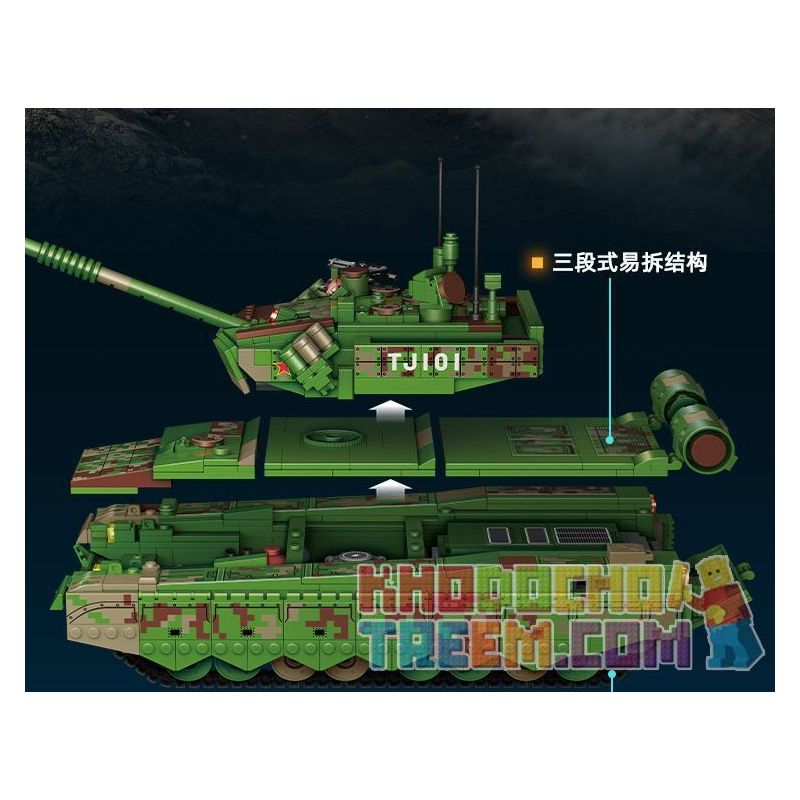 GUDI 20304 non  VŨ KHÍ QUÂN SỰ HẠNG NẶNG XE TĂNG CHIẾN ĐẤU CHỦ LỰC TYPE 99A bộ đồ chơi xếp lắp ráp ghép mô hình Military Army Quân Sự Bộ Đội 1462 khối