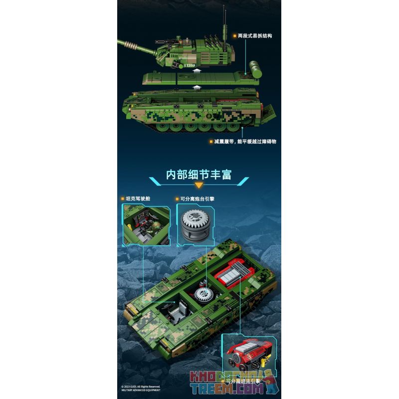 GUDI 20303 non  VŨ KHÍ QUÂN SỰ HẠNG NẶNG XE TĂNG NHẸ VT5 bộ đồ chơi xếp lắp ráp ghép mô hình Military Army Quân Sự Bộ Đội 1114 khối