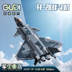 GUDI 20301 non  HẠNG NẶNG QUÂN SỰ MÁY BAY CHIẾN ĐẤU J-20 bộ đồ chơi xếp lắp ráp ghép mô hình Military Army Quân Sự Bộ Đội 884 khối