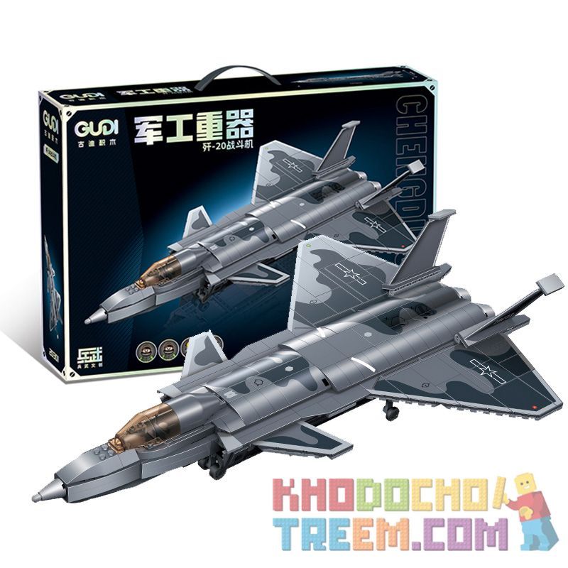 GUDI 20301 non  HẠNG NẶNG QUÂN SỰ MÁY BAY CHIẾN ĐẤU J-20 bộ đồ chơi xếp lắp ráp ghép mô hình Military Army Quân Sự Bộ Đội 884 khối
