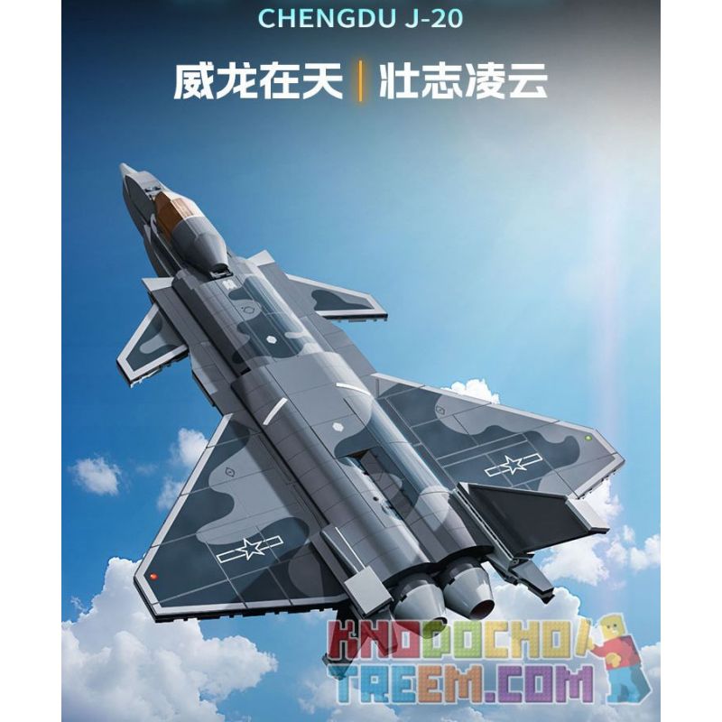 GUDI 20301 non  HẠNG NẶNG QUÂN SỰ MÁY BAY CHIẾN ĐẤU J-20 bộ đồ chơi xếp lắp ráp ghép mô hình Military Army Quân Sự Bộ Đội 884 khối