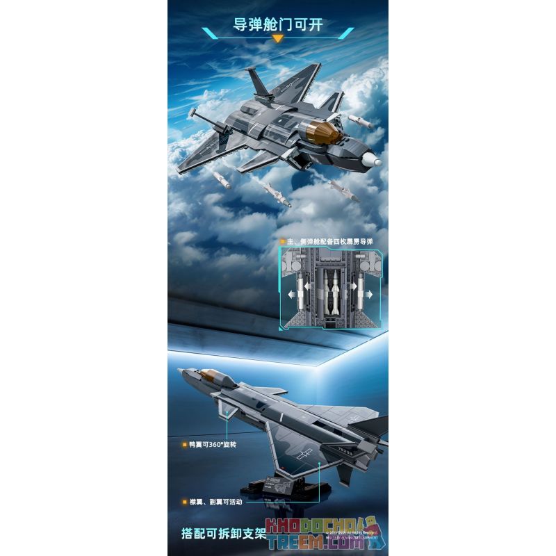 GUDI 20301 non  HẠNG NẶNG QUÂN SỰ MÁY BAY CHIẾN ĐẤU J-20 bộ đồ chơi xếp lắp ráp ghép mô hình Military Army Quân Sự Bộ Đội 884 khối