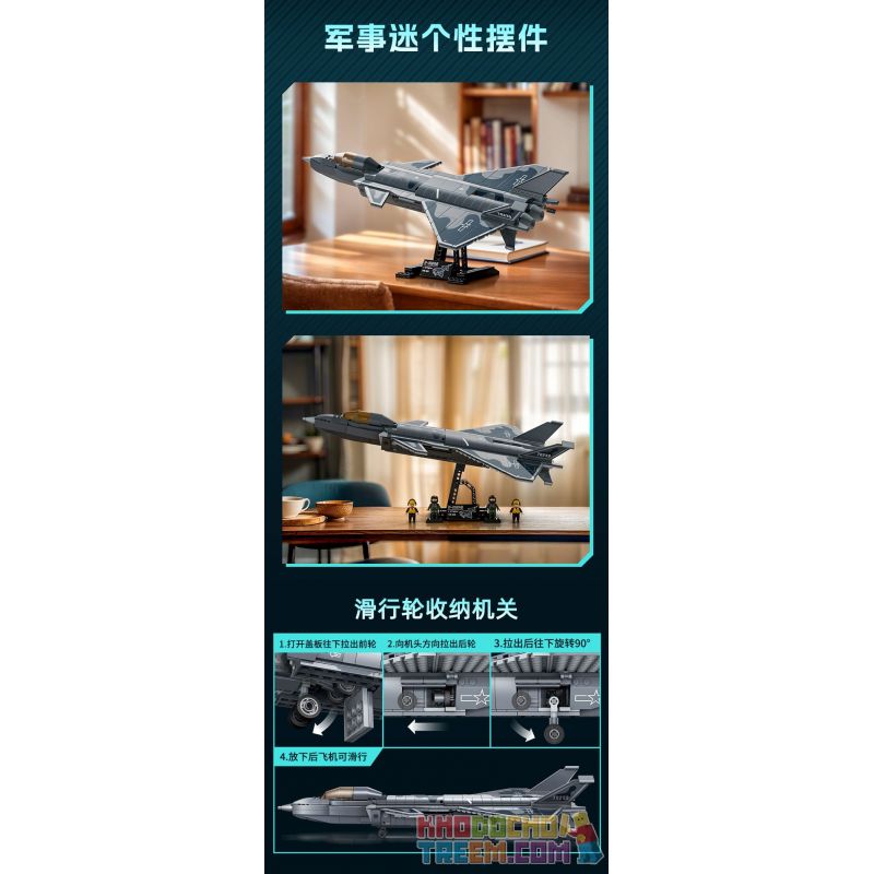 GUDI 20301 non  HẠNG NẶNG QUÂN SỰ MÁY BAY CHIẾN ĐẤU J-20 bộ đồ chơi xếp lắp ráp ghép mô hình Military Army Quân Sự Bộ Đội 884 khối