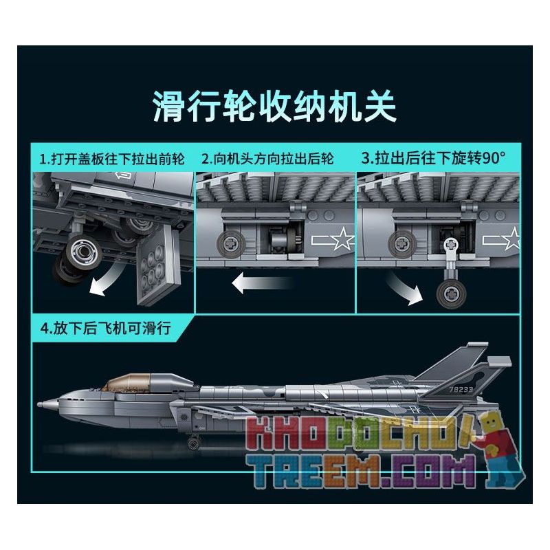 GUDI 20301 non  HẠNG NẶNG QUÂN SỰ MÁY BAY CHIẾN ĐẤU J-20 bộ đồ chơi xếp lắp ráp ghép mô hình Military Army Quân Sự Bộ Đội 884 khối