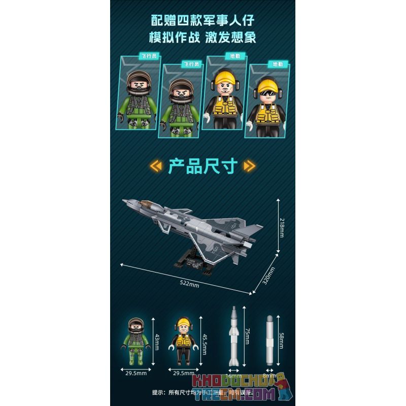 GUDI 20301 non  HẠNG NẶNG QUÂN SỰ MÁY BAY CHIẾN ĐẤU J-20 bộ đồ chơi xếp lắp ráp ghép mô hình Military Army Quân Sự Bộ Đội 884 khối