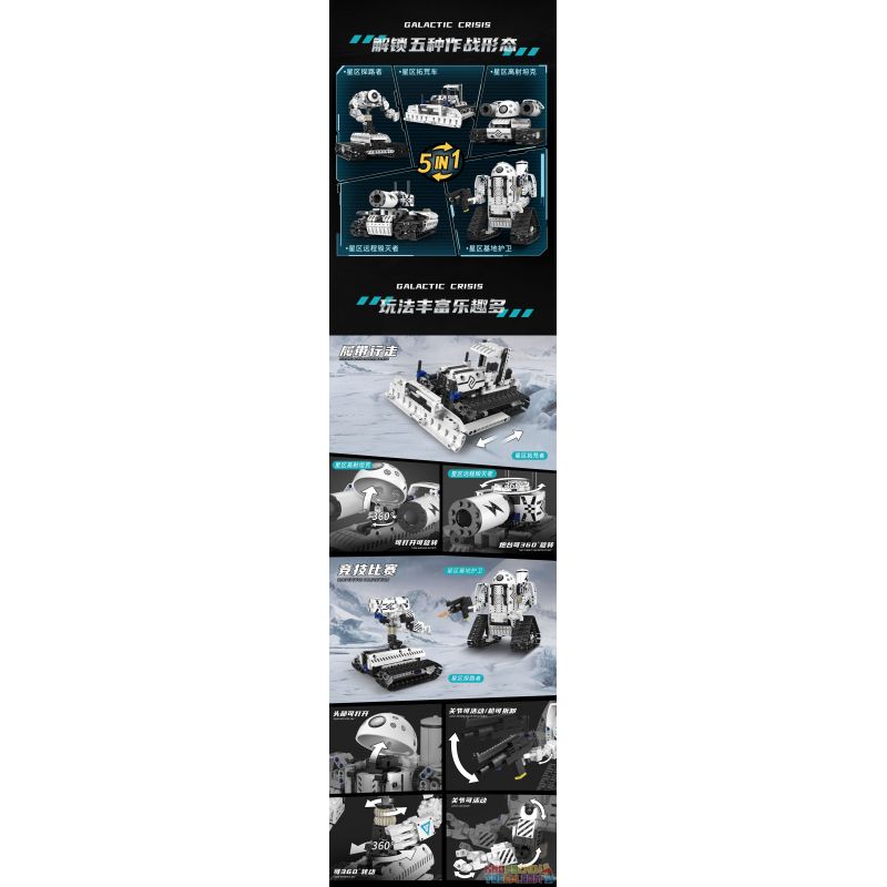 DOMICHA 5002 non  ROBOT XE TĂNG BIẾN HÌNH 5 STAR CRISIS ĐIỀU KHIỂN TỪ XA bộ đồ chơi xếp lắp ráp ghép mô hình  GALACTIC CRISIS Kỹ Thuật Công Nghệ Cao Mô Hình Phương Tiện 495 khối