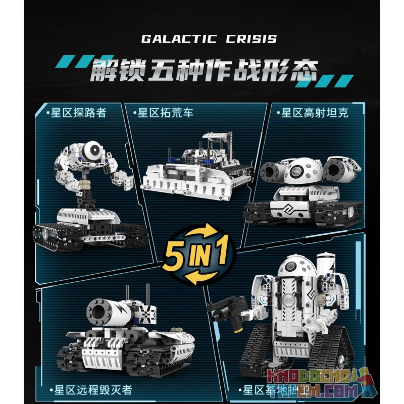 DOMICHA 5002 non  ROBOT XE TĂNG BIẾN HÌNH 5 STAR CRISIS ĐIỀU KHIỂN TỪ XA bộ đồ chơi xếp lắp ráp ghép mô hình  GALACTIC CRISIS Kỹ Thuật Công Nghệ Cao Mô Hình Phương Tiện 495 khối