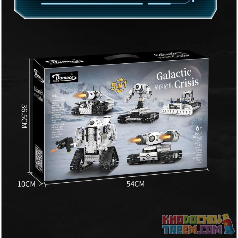 DOMICHA 5002 non  ROBOT XE TĂNG BIẾN HÌNH 5 STAR CRISIS ĐIỀU KHIỂN TỪ XA bộ đồ chơi xếp lắp ráp ghép mô hình  GALACTIC CRISIS Kỹ Thuật Công Nghệ Cao Mô Hình Phương Tiện 495 khối