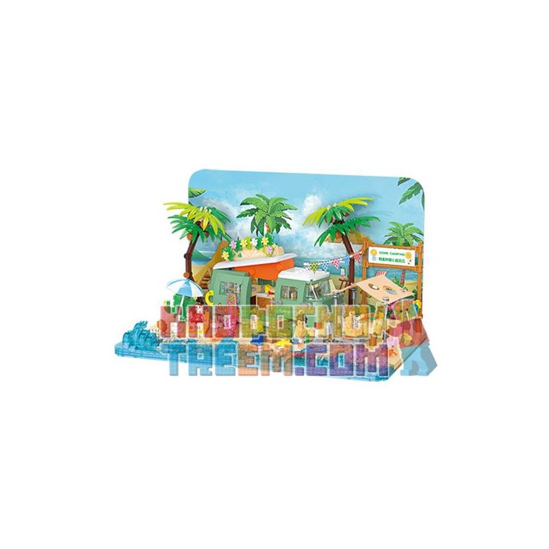 BALODY 21170 non  KHU NGHỈ DƯỠNG BÊN BỜ BIỂN bộ đồ chơi xếp lắp ráp ghép mô hình CAMPING 1293 khối