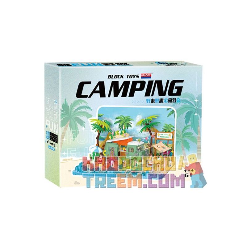 BALODY 21170 non  KHU NGHỈ DƯỠNG BÊN BỜ BIỂN bộ đồ chơi xếp lắp ráp ghép mô hình CAMPING 1293 khối