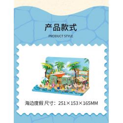 BALODY 21170 non  KHU NGHỈ DƯỠNG BÊN BỜ BIỂN bộ đồ chơi xếp lắp ráp ghép mô hình CAMPING 1293 khối