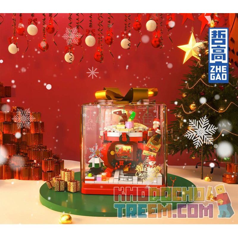 ZHEGAO 662024 non  HỘP QUÀ CABIN GIÁNG SINH bộ đồ chơi xếp lắp ráp ghép mô hình Creator GIFT BOX CHRISTMAS HOUSE Sáng Tạo 714 khối