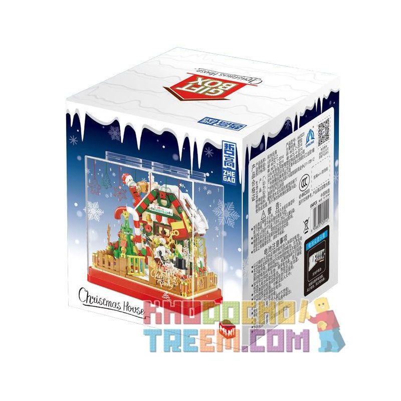 ZHEGAO 662023 non  HỘP QUÀ CABIN GIÁNG SINH bộ đồ chơi xếp lắp ráp ghép mô hình Creator GIFT BOX CHRISTMAS HOUSE Sáng Tạo 654 khối