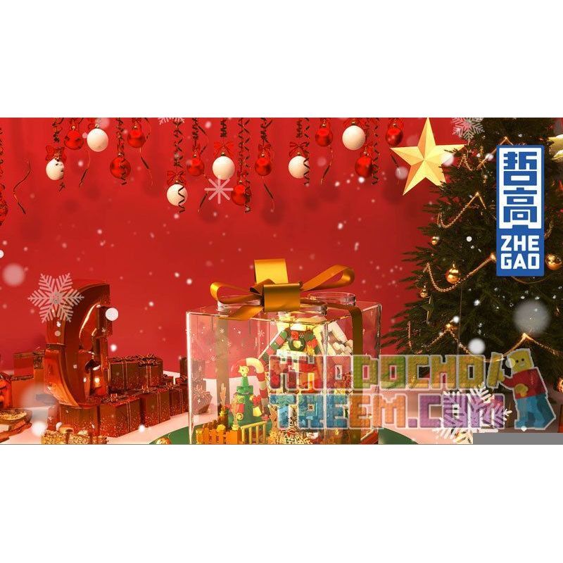 ZHEGAO 662023 non  HỘP QUÀ CABIN GIÁNG SINH bộ đồ chơi xếp lắp ráp ghép mô hình Creator GIFT BOX CHRISTMAS HOUSE Sáng Tạo 654 khối