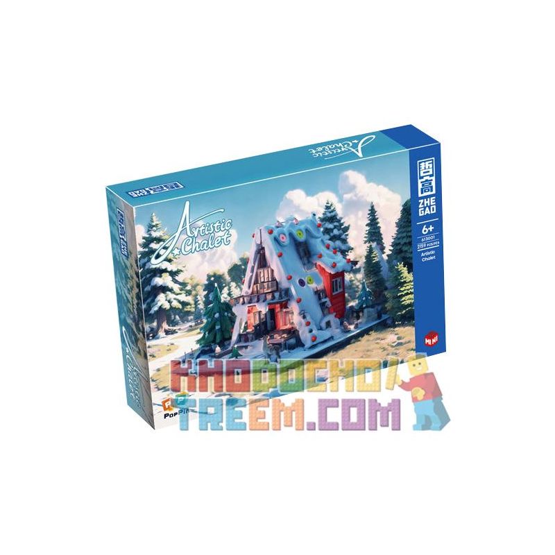ZHEGAO 613001 non  CABIN NGHỆ THUẬT bộ đồ chơi xếp lắp ráp ghép mô hình Creator ARTISTIC CHALET Sáng Tạo 2159 khối