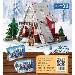 ZHEGAO 613001 non  CABIN NGHỆ THUẬT bộ đồ chơi xếp lắp ráp ghép mô hình Creator ARTISTIC CHALET Sáng Tạo 2159 khối