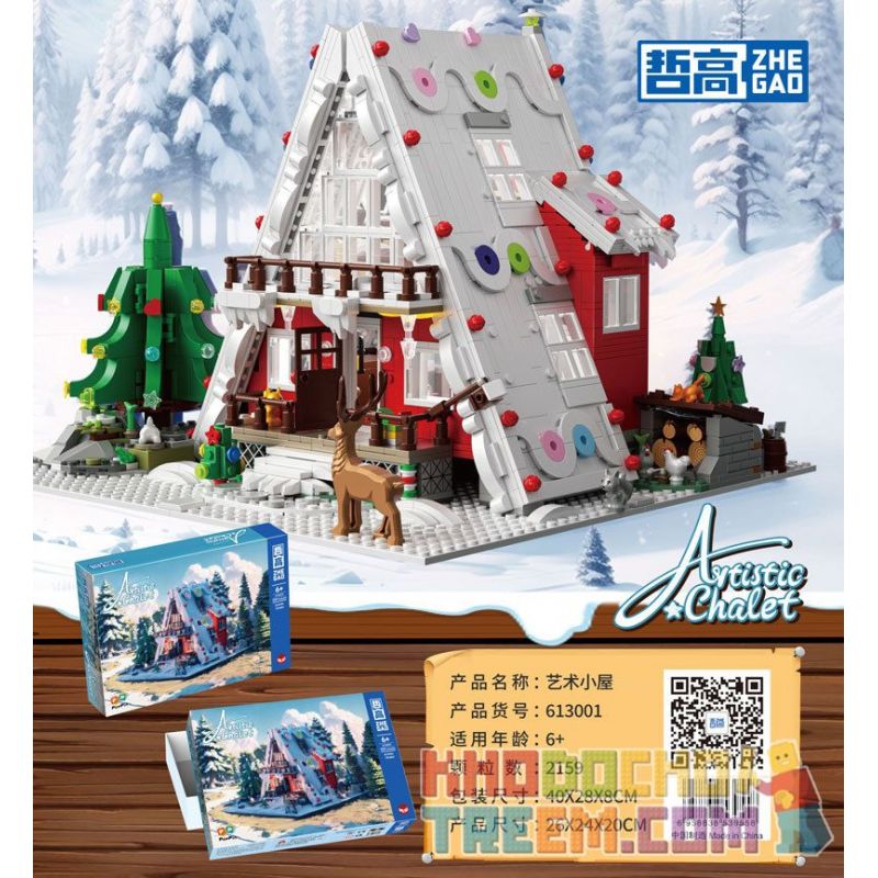 ZHEGAO 613001 non  CABIN NGHỆ THUẬT bộ đồ chơi xếp lắp ráp ghép mô hình Creator ARTISTIC CHALET Sáng Tạo 2159 khối