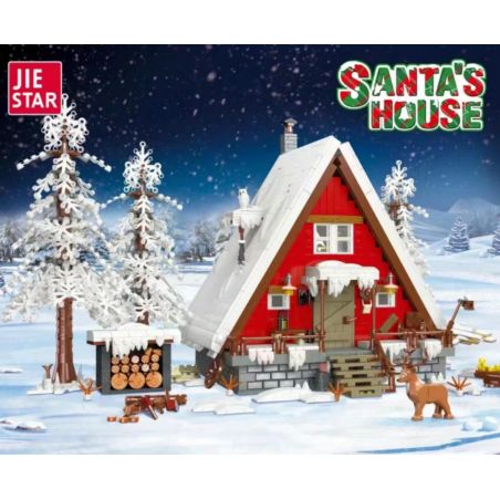 JIESTAR 89141 non  CHẾ ĐỘ XEM PHỐ SÁNG TẠO CABIN CỦA ÔNG GIÀ NOEL bộ đồ chơi xếp lắp ráp ghép mô hình Creator SANTA'S HOUSE 2355 khối