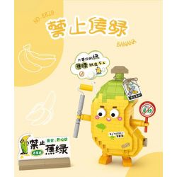 LOZ 8820 non  GUOGUO LIANMENG CẤM MÀU XANH CHUỐI bộ đồ chơi xếp lắp ráp ghép mô hình FRUITS ALLIANCE