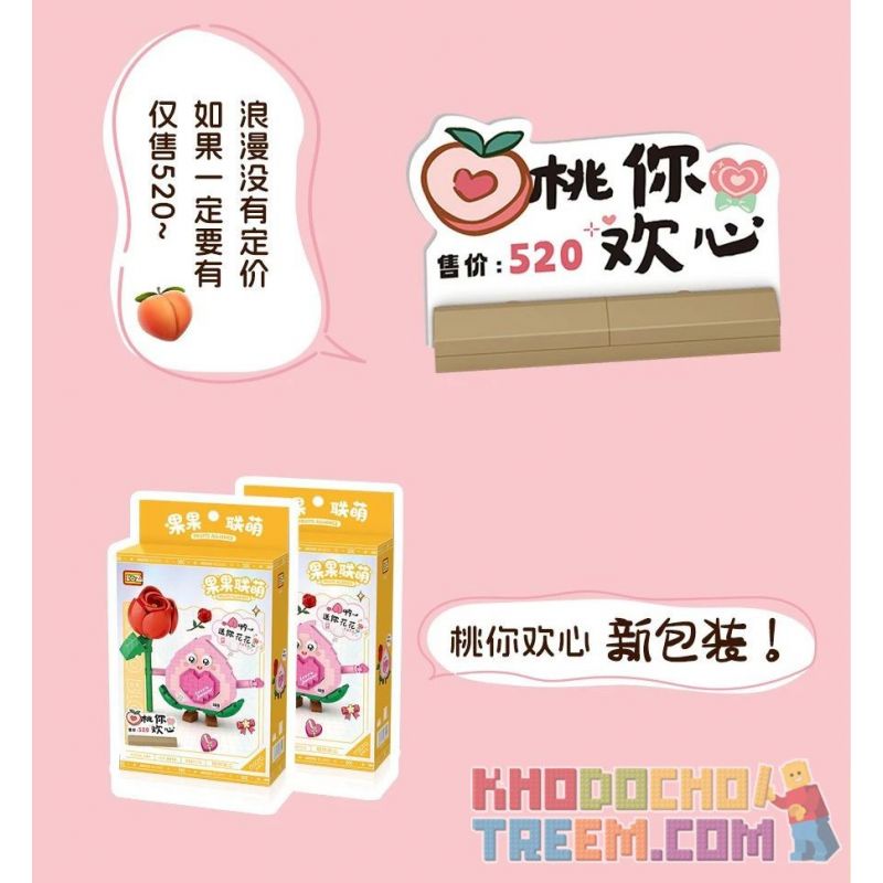 LOZ 8818 non  TRÁI CÂY VÀ LIAN MENG QUẢ ĐÀO KHIẾN BẠN HẠNH PHÚC bộ đồ chơi xếp lắp ráp ghép mô hình FRUITS ALLIANCE