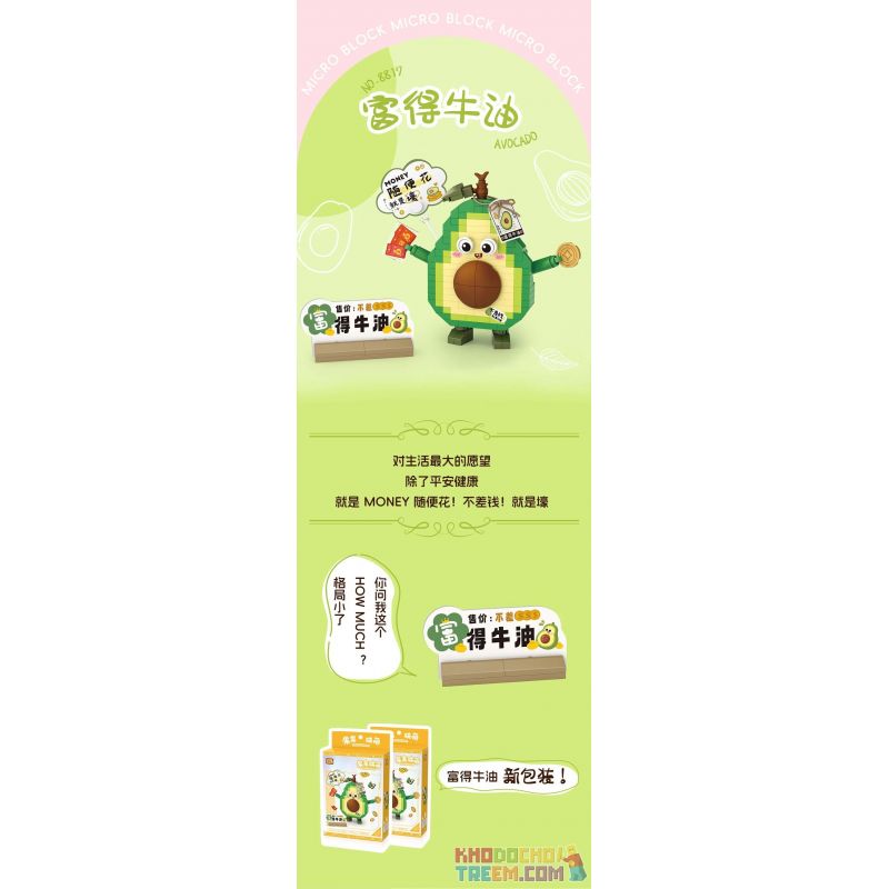LOZ 8817 non  TRÁI CÂY VÀ LIAN MENG BƠ ĐẬM ĐÀ bộ đồ chơi xếp lắp ráp ghép mô hình FRUITS ALLIANCE