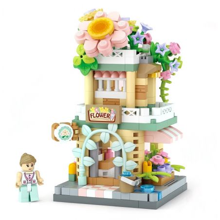 LOZ 8816 non  CHẾ ĐỘ XEM PHỐ THU NHỎ CỬA HÀNG HOA bộ đồ chơi xếp lắp ráp ghép mô hình FLORIST