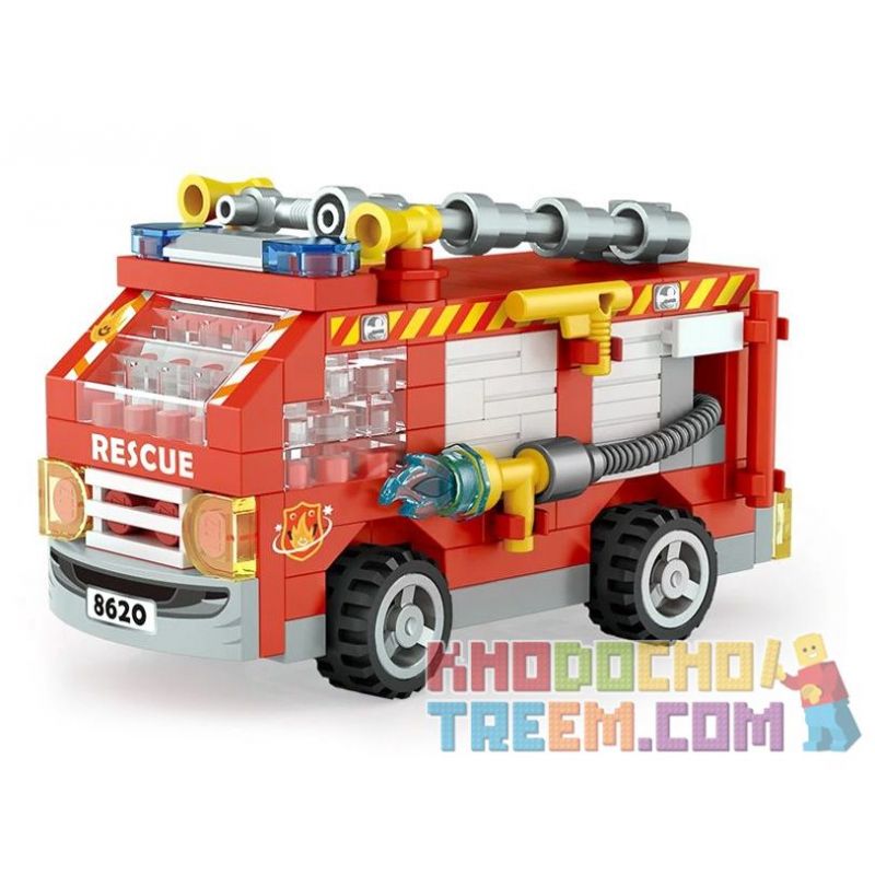 LOZ 8620 non  XE CỨU HỎA bộ đồ chơi xếp lắp ráp ghép mô hình