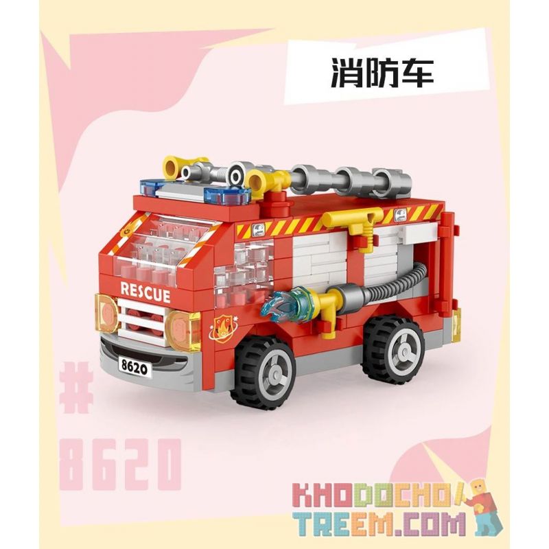 LOZ 8620 non  XE CỨU HỎA bộ đồ chơi xếp lắp ráp ghép mô hình