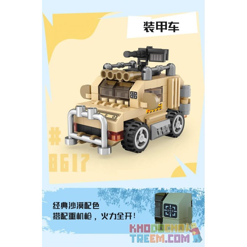 LOZ 8617 non  XE BỌC THÉP bộ đồ chơi xếp lắp ráp ghép mô hình Military Army Quân Sự Bộ Đội