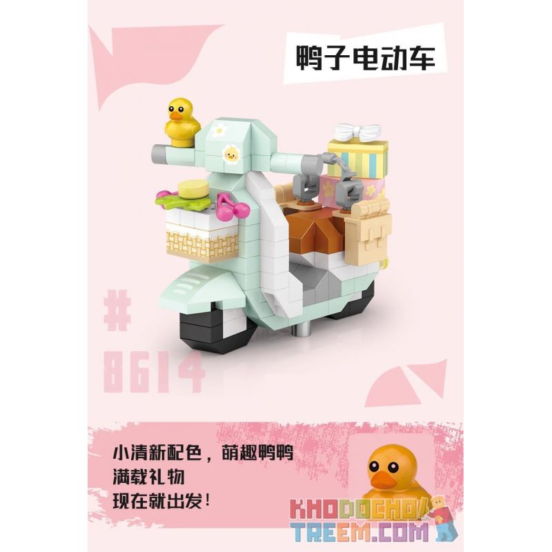LOZ 8614 non  XE ĐIỆN VỊT bộ đồ chơi xếp lắp ráp ghép mô hình