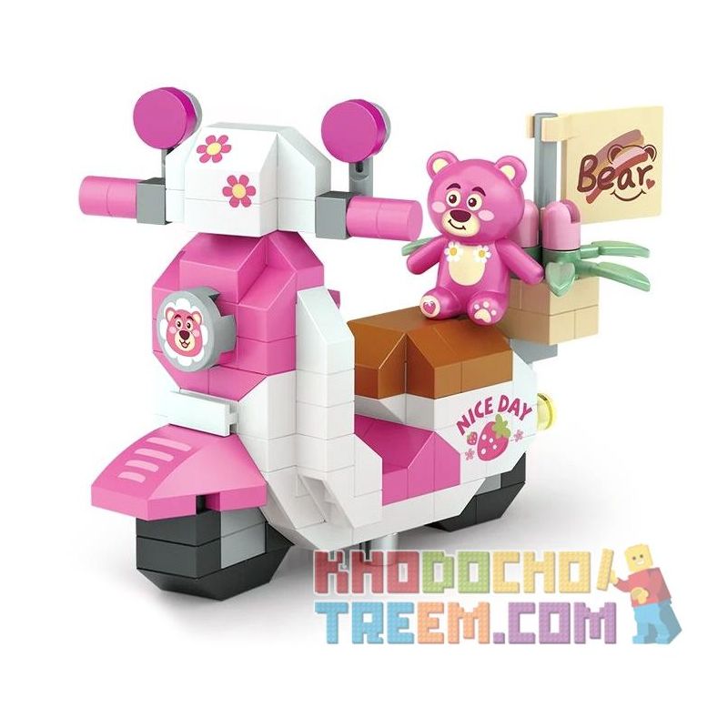 LOZ 8613 non  XE ĐIỆN GẤU bộ đồ chơi xếp lắp ráp ghép mô hình