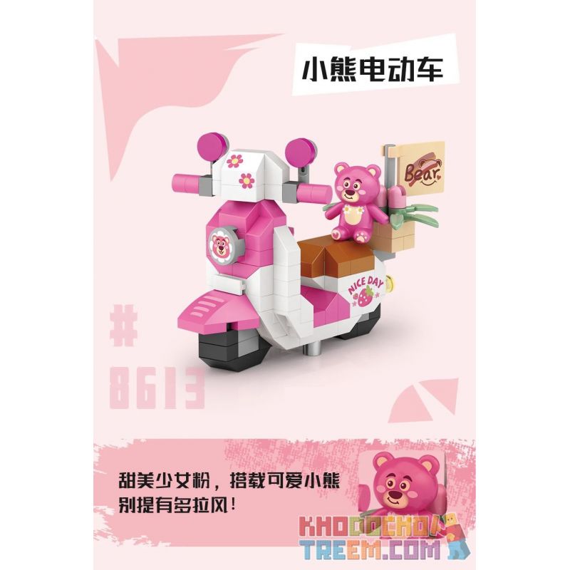 LOZ 8613 non  XE ĐIỆN GẤU bộ đồ chơi xếp lắp ráp ghép mô hình