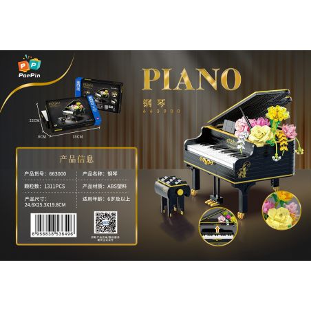 ZHEGAO 663000 663011 non  ĐÀN PIANO bộ đồ chơi xếp lắp ráp ghép mô hình Creator Sáng Tạo 1293 khối