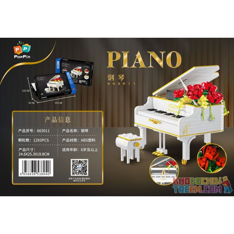 ZHEGAO 663000 663011 non  ĐÀN PIANO bộ đồ chơi xếp lắp ráp ghép mô hình Creator Sáng Tạo 1293 khối