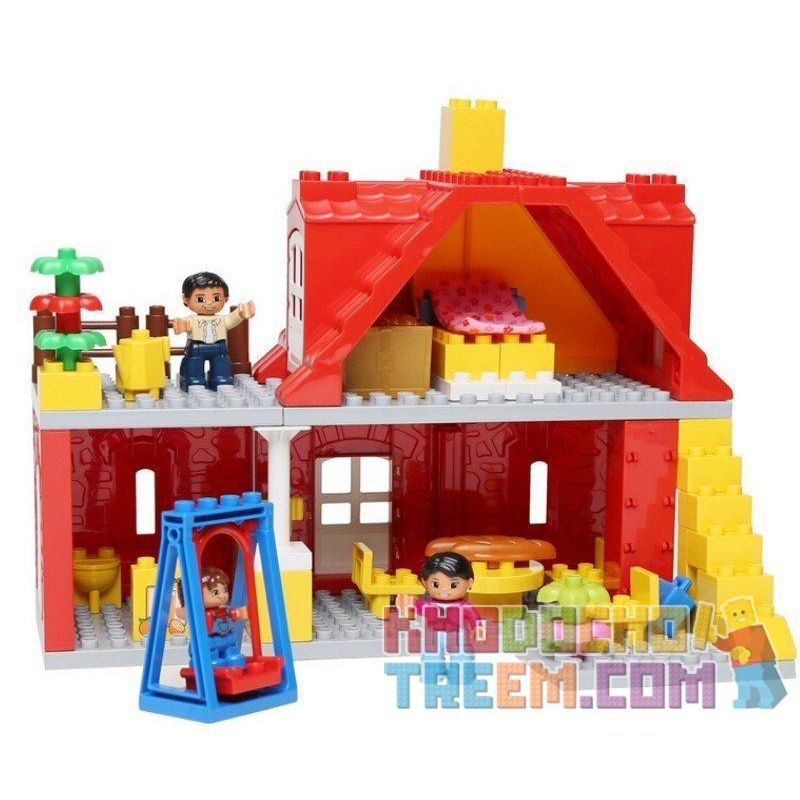 NOT Lego Duplo DUPLO 5639 Family House, HYSTOYS HONGYUANSHENG AOLEDUOTOYS  HG-1422 1422 HG1422 Xếp hình Ngôi Nhà Màu đỏ 71 khối