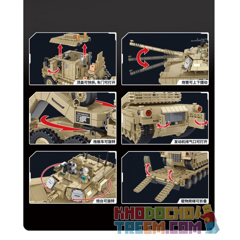 PanlosBrick 628015 Panlos Brick 628015 non  XE BỌC THÉP M1070 bộ đồ chơi xếp lắp ráp ghép mô hình Military Army M1070 ARMORED VEHICLE Quân Sự Bộ Đội 3482 khối