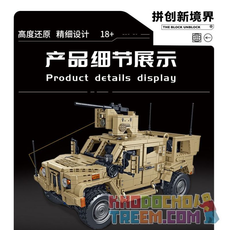 PanlosBrick 628013 Panlos Brick 628013 non  XE BỌC THÉP JLTV bộ đồ chơi xếp lắp ráp ghép mô hình Military Army Quân Sự Bộ Đội 2479 khối