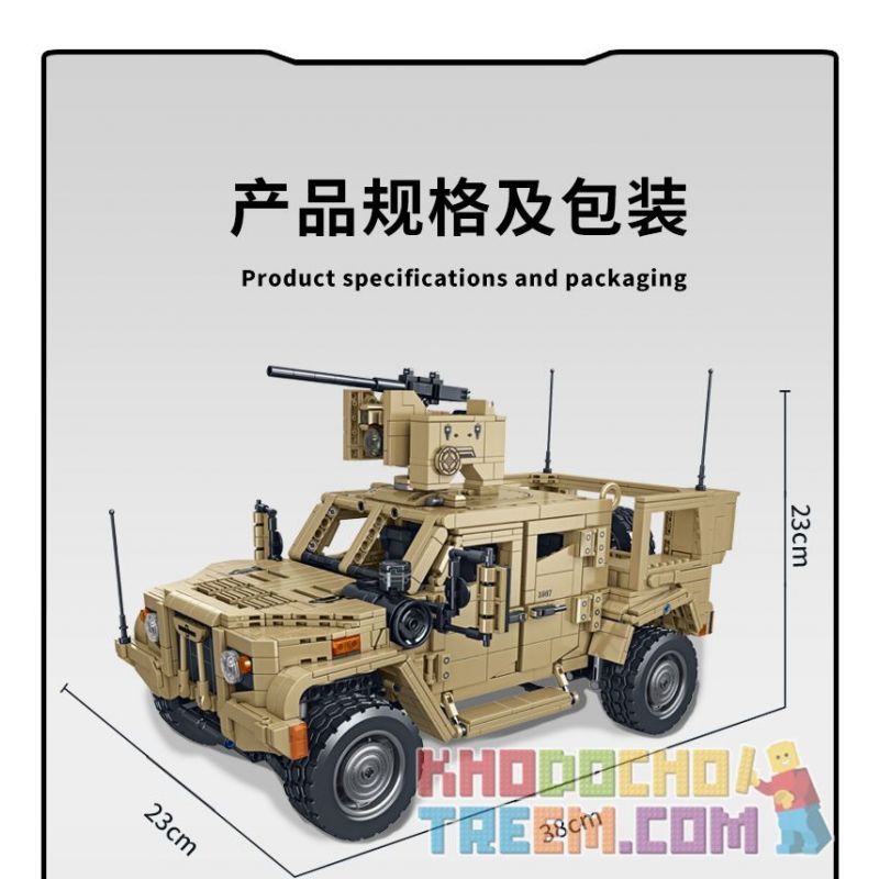 PanlosBrick 628013 Panlos Brick 628013 non  XE BỌC THÉP JLTV bộ đồ chơi xếp lắp ráp ghép mô hình Military Army Quân Sự Bộ Đội 2479 khối